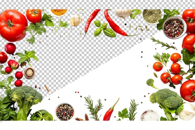 PSD a picture of vegetables and fruits on a transparent background