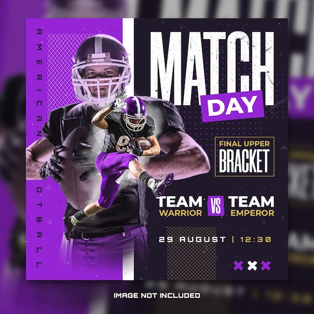 PSD american football sports match day banner flyer for social media post