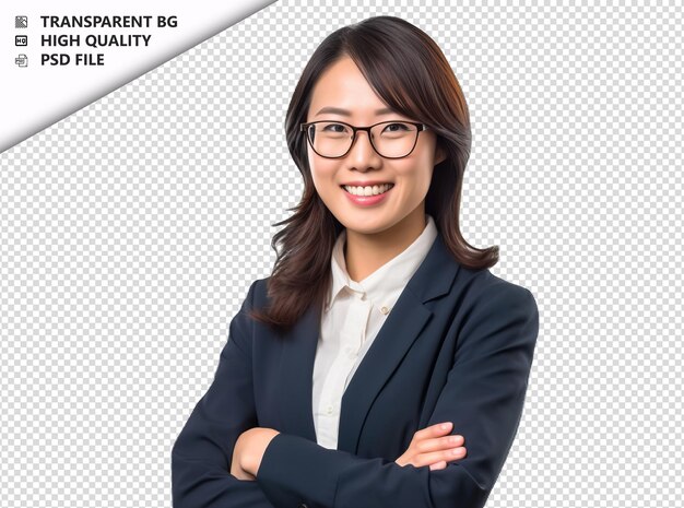 PSD azjatka ekonomistka na białym tle biała izolowana