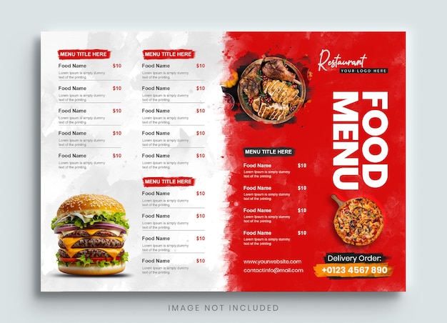 PSD modello di brochure del menu dei ristoranti bifold