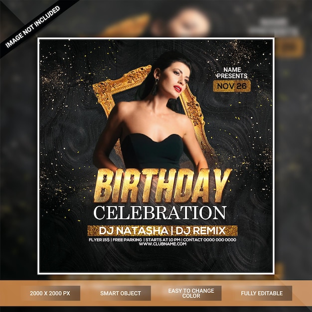 Birthday night club party flyer template