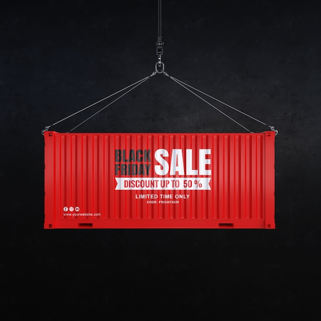 PSD black friday text sale on container