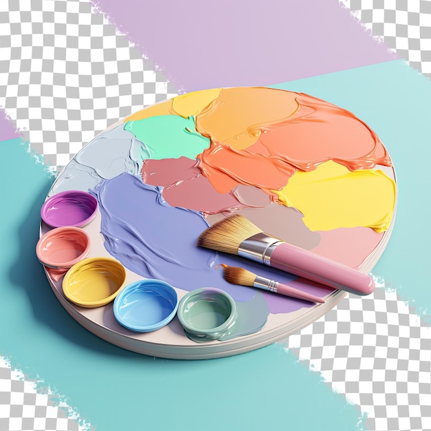PSD кисть и многоцветный полосатый фон с красками на палитре прозрачного фона