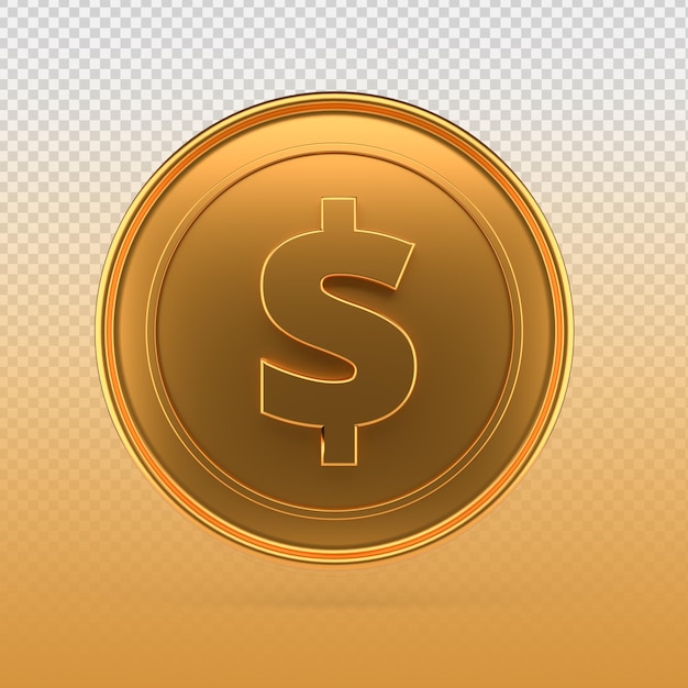 PSD gold 3d render money and dollar icon