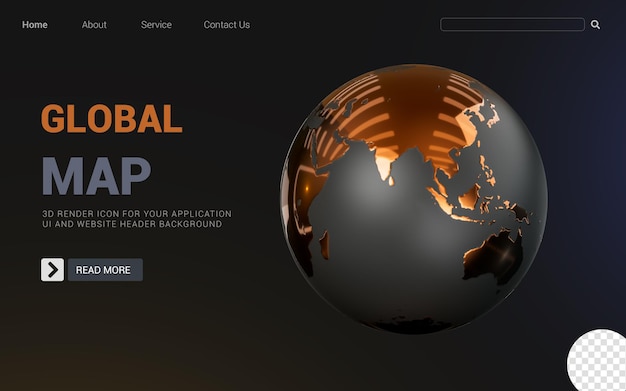 знак земного шара на темном фоне 3d визуализация концепции места на карте мира