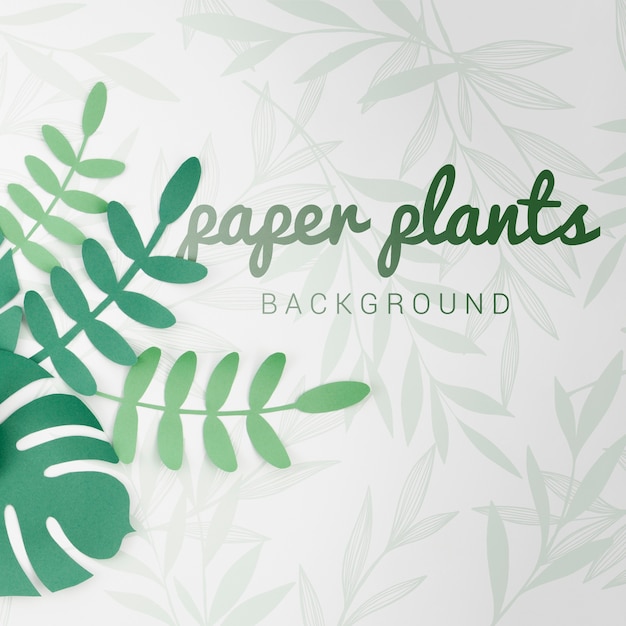 PSD Градиент зеленые тона бумаги растения фон с тенями