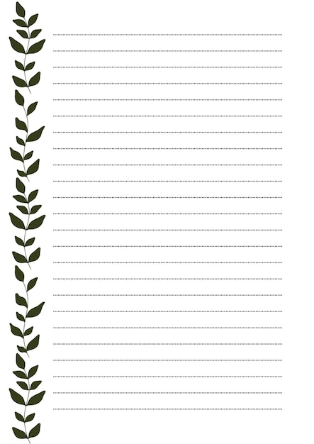 PSD green simply floral journal notes pages