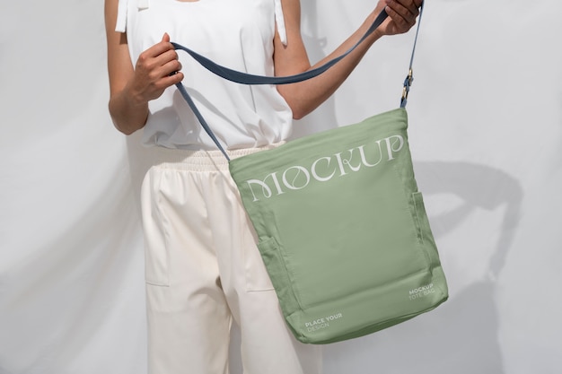 Eco green bag mockup for sustainable travel