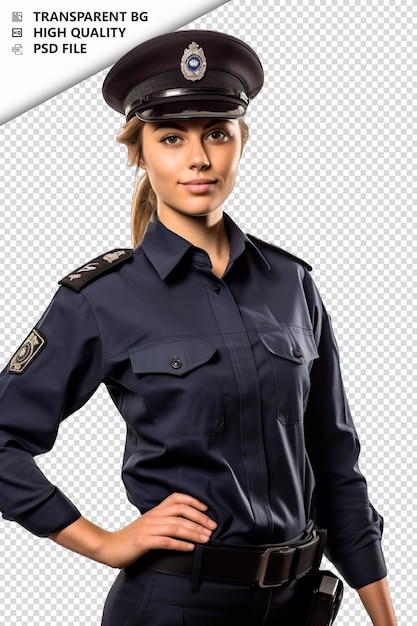 PSD Женщина-европейская полицейская на белом фоне