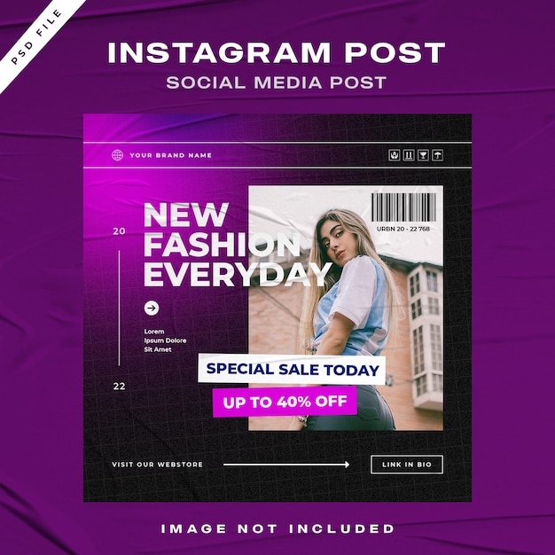 Модная распродажа Instagram пост шаблон дизайна баннера
