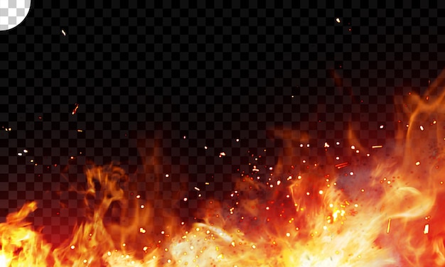 PSD fire and spark on transparent background