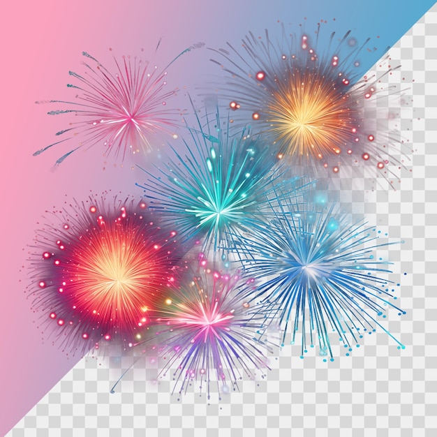 PSD fireworks isolated on transparent background