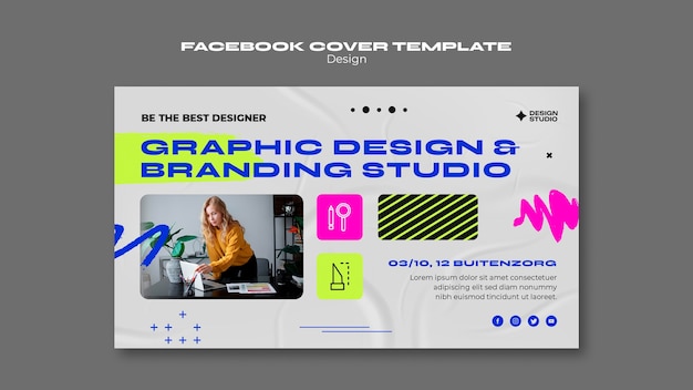 PSD Обложка facebook студии дизайна плоского дизайна