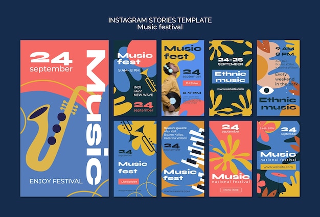 Flat design music festival template