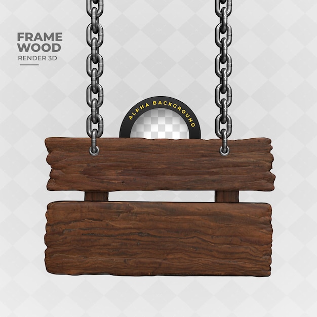 frame with wood and rope in 3d realistic render