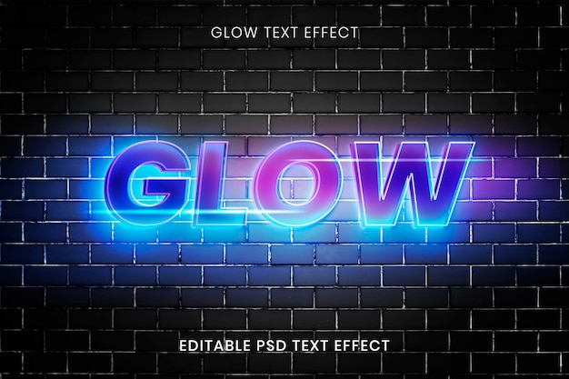 PSD futuristic glow text effect psd editable template