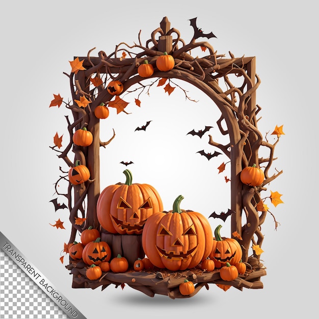 PSD Хэллоуинская рамка с прозрачным фоном из тыквы