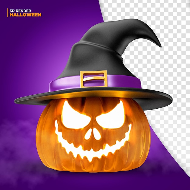 PSD Хэллоуин тыква ведьма 3d визуализации для композиции