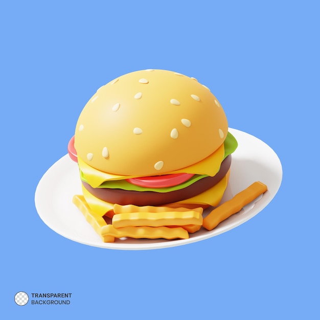 햄버거 아이콘 격리 된 3d 렌더링 그림
