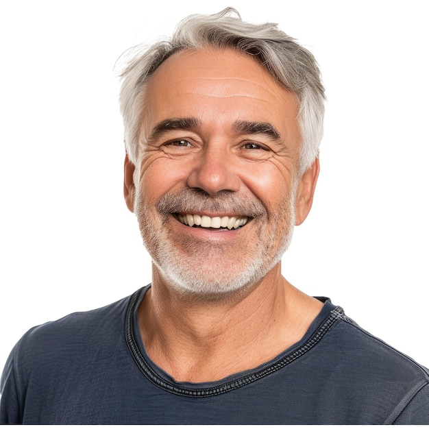 PSD happy mature age guy with gray hair