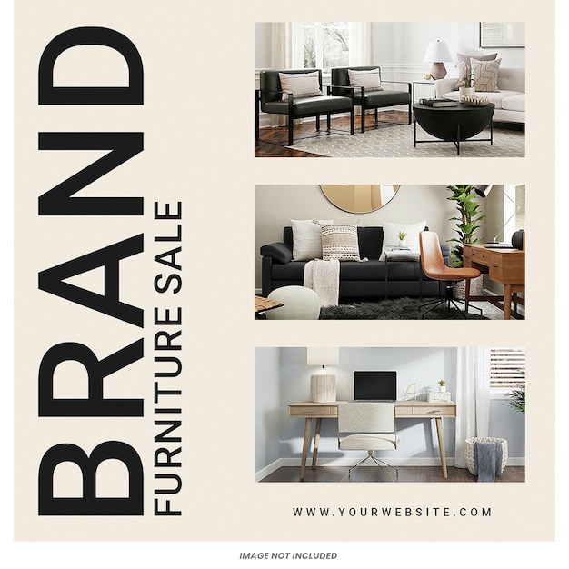PSD interior design modern furniture instagram post template psd design