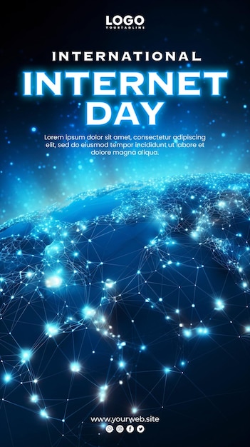 PSD Международный день интернета фон и дизайн интернет-плаката глобальные связи