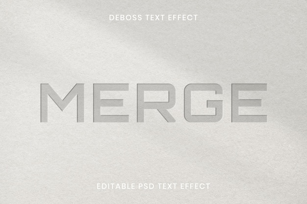PSD ingeslagen teksteffect psd bewerkbare sjabloon op papier textuur achtergrond