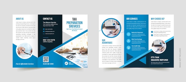 PSD inkomstenbelasting driebladige brochuresjabloon belastingaangifteservicebrochure heeft betrekking op de ontwerplay-out