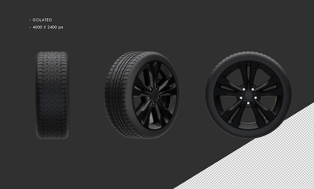 PSD Изолированные элегантный городской внедорожник темный хром обода колеса автомобиля и шины