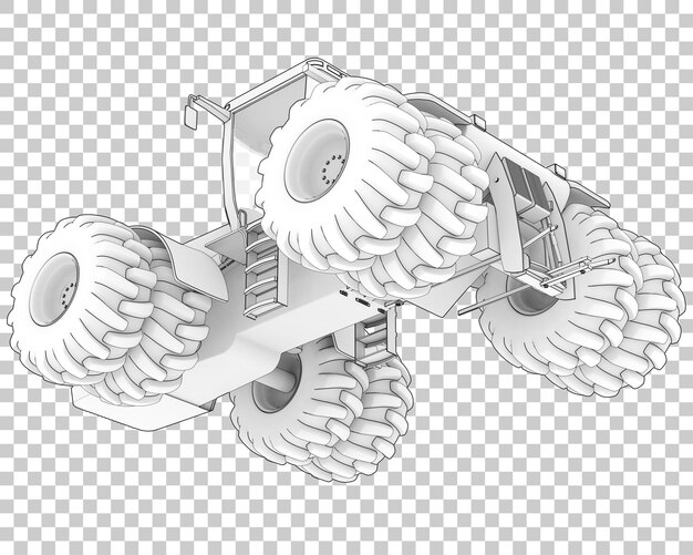 PSD grande trattore su sfondo trasparente 3d rendering illustrazione