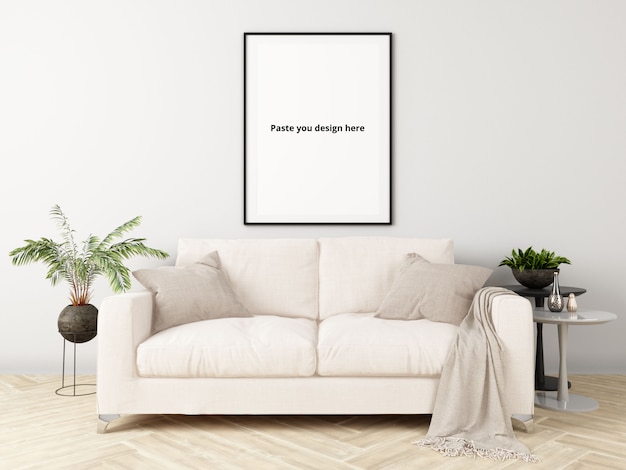 Living Room with poster mockup