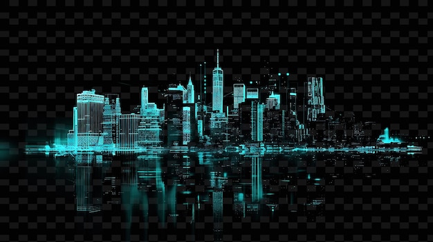 PSD luminous neon city skyline cityscape texture material motion y2k texture shape background decor art