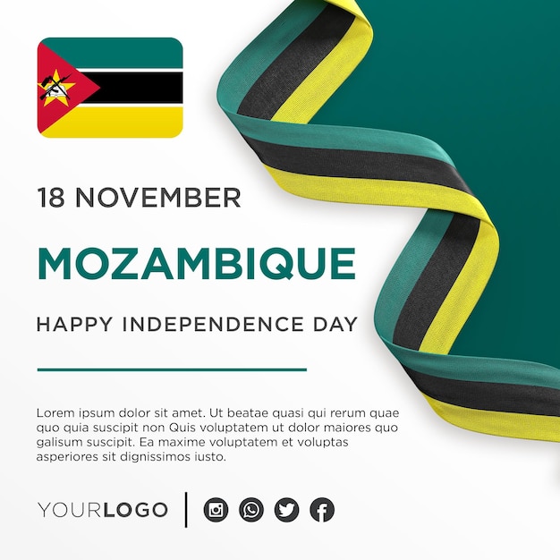 Mozambique National Independence Day Celebration Banner National Anniversary Post Template