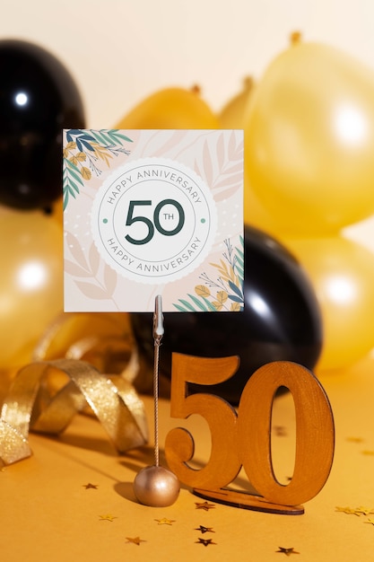 PSD Макет приглашения на вечеринку по случаю 50-летия брака