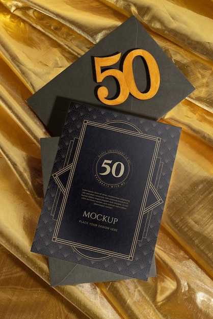 PSD Макет приглашения на празднование 50-летия брака