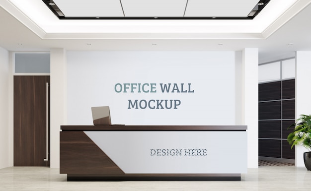 PSD modern reception space. wall mockup
