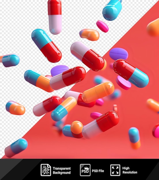PSD Капсулы лекарств падают макет с копировальным пространством для текста png psd
