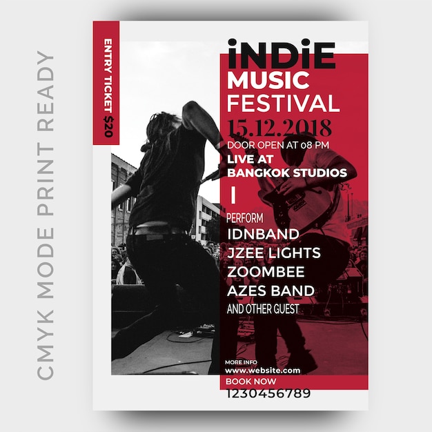 PSD music festival poster. flyer design template