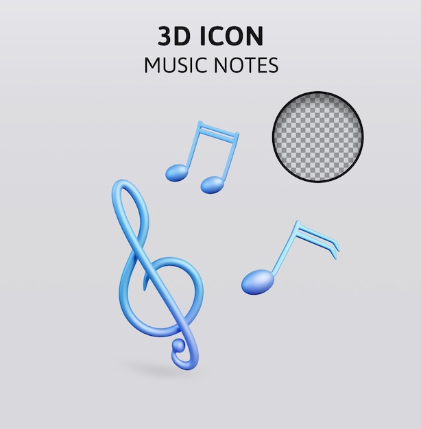 PSD Музыкальные ноты 3d рендеринг иллюстрации