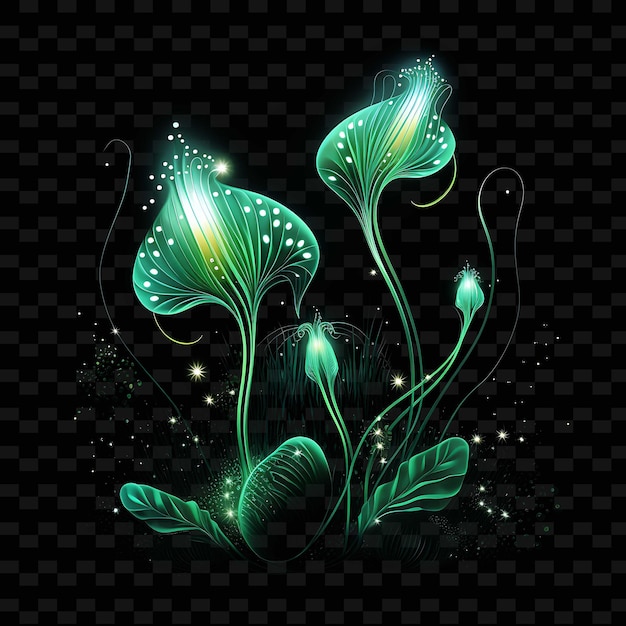 PSD natures glow nature inspired lines bioluminescent creatures shape y2k neon light art collections