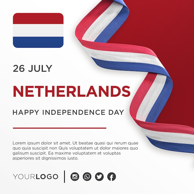 Netherlands National Independence Day Celebration Banner National Anniversary Post Template