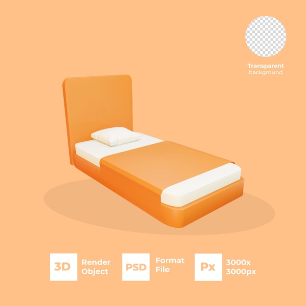 PSD 간단한 싱글 침대 3d