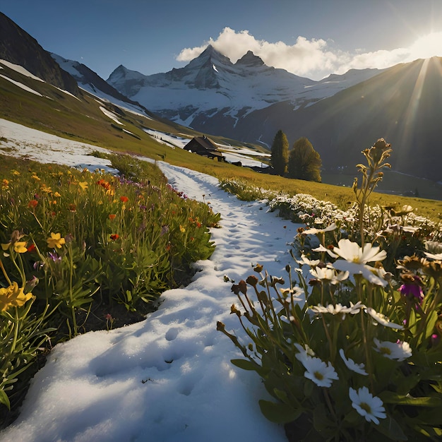PSD szwajcarski krajobraz górski