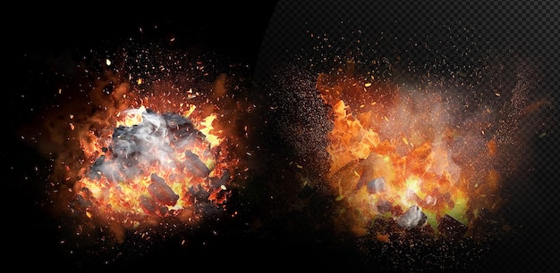 Particular fire and smoke transparent background
