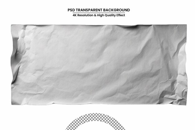 PSD Кусок мятой бумаги на белом фоне