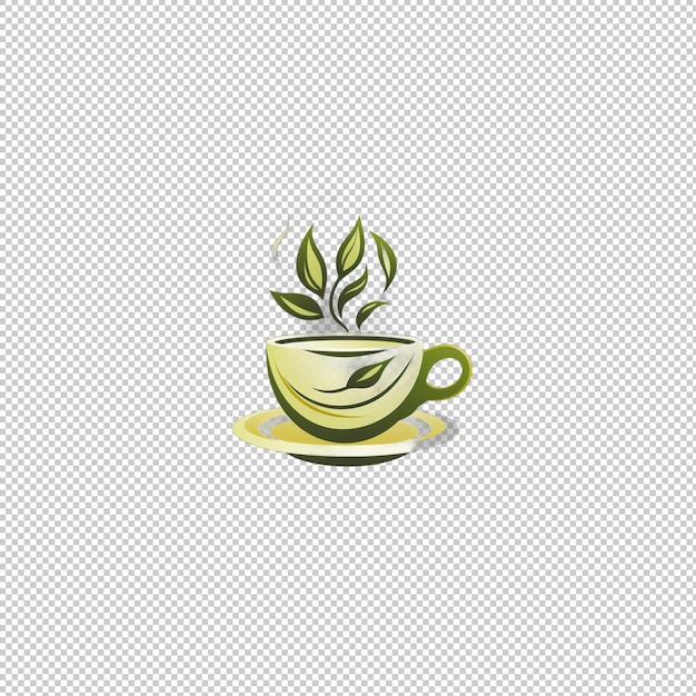 Płaskie logo herbaty z odizolowanym tłem