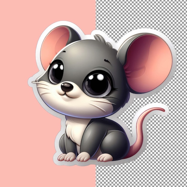 PSD playful mouse with big ears png sticker