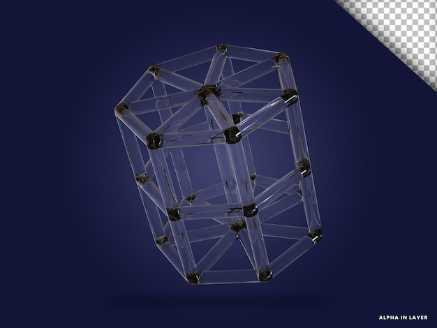 PSD przezroczyste szkło abstrakcyjny kształt geometryczny nowoczesna forma renderowana w 3d