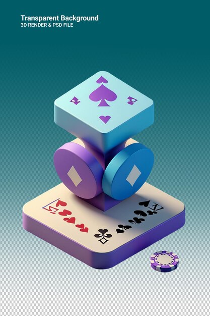 PSD psd 3d иллюстрация покера изолирована на прозрачном фоне
