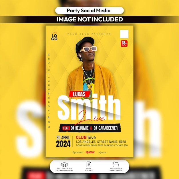 PSD psd music event flyer and social media post template